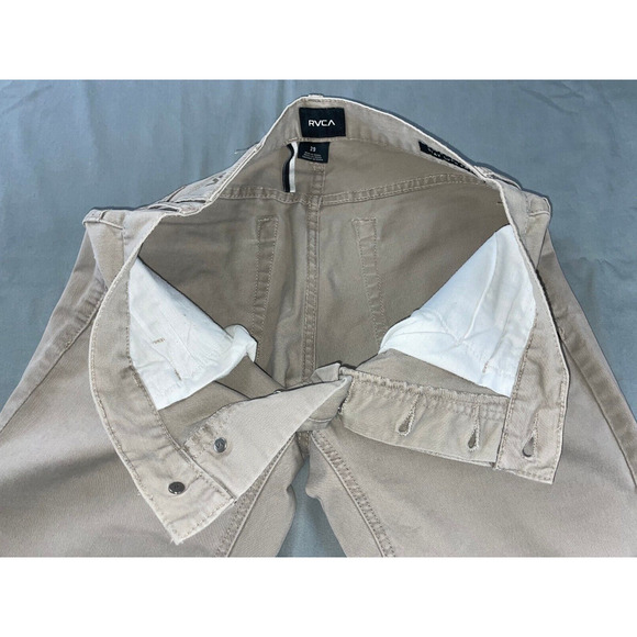 RVCA 5-Pocket Stretch Button Fly Jean Style Stay RVCA Pant. Beige, 29X28. GUC!! - Picture 7 of 9